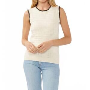 NEW LOVESTITCH jules chain link sweater tank in natural, black